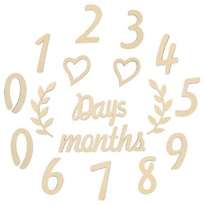 1 Set Photo Props Milestone Marker Keepsakes Pregnancy Milestone Markers Wooden Growth Cards Baby Announcement Cards Wood Decor Baby Birth Cards Poplar Number Newborn Souvenir