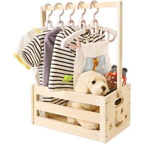 Wooden Baby Shower Crate Closet - Basket for Baby Gifts Baby Storage Crate Hamper with Handle Welcome Shower Gift Basket for Boys Girls Pregnancy Gifts New Parents