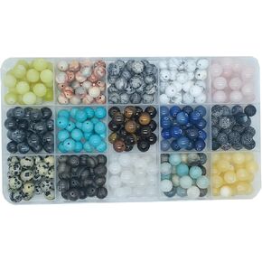 Maonewque 720pcs 6mm Natural Round Stone Beads Gemstone Beading Hole Size 1mm Crystal Energy Stone Healing for Bracelet Necklace Earrings Jewelry Making(24 Colors-2,6mm)