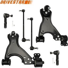 DRIVESTAR 6pc Set Front Lower Control Arms w/Ball Joints Sway Bars Outer Tie Rods for Buick Enclave 2008-2017, for Chevrolet Traverse 2009-2017, for GMC Acadia 2007-2016, for Saturn Outlook 2007-2010