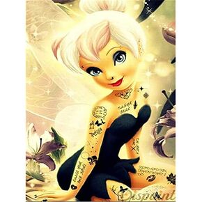 DIY 5D Diamond Painting Kit for Adult Kids, Tattoo Girl Gothic Tinkerbell Etsy Full Drill Embroidery Cross Stitch Picture Supplies Arts Craft for Home Wall Decor Paint 11.8x15.7 inch
