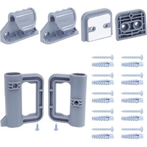 Baby Gate Replacement Parts for Reinforced Retractable Dog Gate Full Set Wall Mounting Kits Hardware with Brackets, Hooks, Latches, Screws for Retractable Baby Gates Stair Gate, Grey