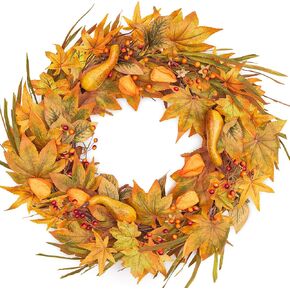 أكاليل الخريف للباب الأمامي 22 بوصة، أوراق القيقب، اليقطين، التوت، سقوط الباب الأمامي، إكليل الخريف، ديكور لعيد الشكر، حصاد الهالووين، مزرعة خارج الخريف، ديكورات داخلية وخارجية in Kuwait