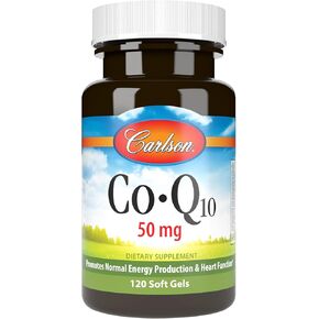 Carlson - Co-Q10, Co-Enzyme Q10, 50 mg, Energy Production & Heart Function, 120 Softgels
