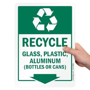 SmartSign - S2-0373-PL-07x10-RR "Recycle - Glass, Plastic, Aluminum" Sign | 7" x 10" Plastic