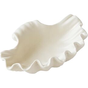 WENSHUO Ocean Shell Ceramic Decorative Bowl, Jewelry Dish for Rings, Trinkets, Crème (Coconut Café)