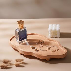 Wood Jewelry Tray, Decorative Trinket Dish for Rings Earrings Necklaces Bracelet Watch Keys, Room Decor Aesthetic, Birthday Mother's Day Christmas Gift