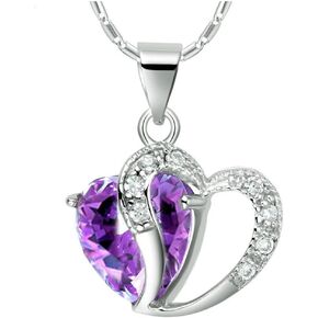 Uloveido Fashion Austrian CZ Crystals Double Heart Shape Pendant Necklace Valentines Gift N673