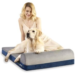 Orthopedic Dog Bed, 7.87-inch Thick Gel Memory Foam Pet Beds with Pillow, Durable Soft Flannel Fabric with Waterproof Liner & Removable Washable Cover Dog Beds for Medium Breed Dogs