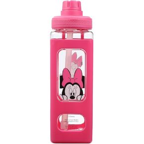 Disney Minnie Mouse Looking And Laughing 24 Oz Pink Square Plastic Water Bottle in Kuwait