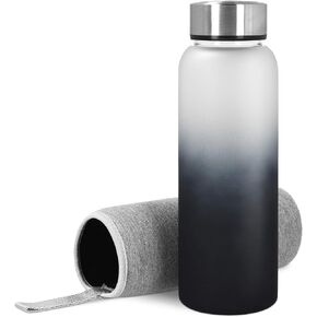 Navaris Glass Water Bottle - 32oz (950ml) Borosilicate Glass Heat Resistant Sports Water Bottle with Neoprene Sleeve and Gradient Fade in Saudi Arabia