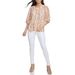 Calvin Klein Women's Printed Short Sleeve Knit Top
