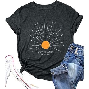 Be The Light Shirt Women Mathew 5:14 Christians T Shirt Bible Verse Inspirational Tee Shirts Jesus Short Sleeve Top