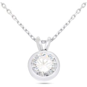 6.5MM Round Cut Simulated Multicolor Gemstone Bezel Set Solitaire Pendant Necklace Along With 18" Chain In 14k Gold Plated (Clarity: VVS1, 1.00 Cttw)