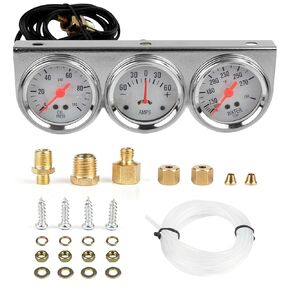 Triple Gauge Kit Water/AMP/Oil 2'' 52mm DC 12V Mechanical Triple Gauge Set Car Meter Auto Gauge Water Temp Oil Pressure Meter Volt 3 in1 Car Meter Auto Gauge Kit