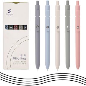 5PCS 0.5mm Black Ink Gel Pens Set for Smooth Writing, Quick Dry Ink Pens Fine Point Roller Ball Gel Ink Cute Pen for School Office Supplies