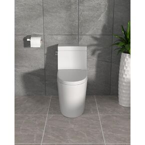 Dcolora One Piece Toilet Cyclone Single Flush 1.28 GPF Side Press Powerful Single Flush,With Soft Closing Seat And Comfort High Seat 12"Rough-In, DC-OPT155, 28.1" x 15.7" x 25.2" Ivory White in Saudi Arabia