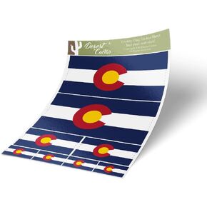 Desert Cactus Colorado State Flag Sticker Decal Variety Size Pack 8 Total Pieces Kids Logo Scrapbook Car Vinyl Window Bumper Laptop V