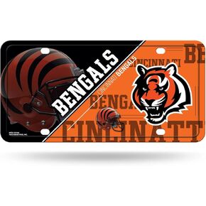 Rico Industries NFL Cincinnati Bengals License Plate Metal, Team Color, One Size