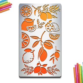 Lemon Metal Stencils Lemon Metal Journal Stencils Fruit Stainless Steel Stencils 4×7inch for Wood Carving Drawings Engraving Scrapbooking Project