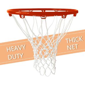 Basketball Net Outdoor Professional Heavy Duty All-Weather Nylon Net, All Weather Anti Whip, Fits Standard Indoor or Outdoor Standard 12 Loops, White (7.16 oz)