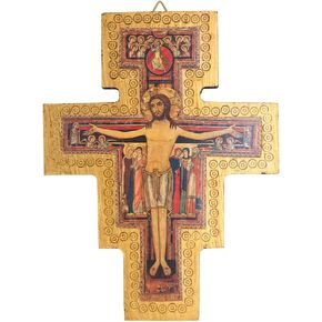 San Damiano Wall Cross | Flat Cross or Holy Water Font | Great Catholic Home Decor | Religious Christian Gift for First Holy Communion, Confirmation, Ordination, or Housewarming (Holy Water Font)