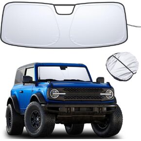 TOPINSTALL Foldable Windshield Sunshade Compatible with Ford Bronco 2/4-Door 2021-2024, Front Window Sun Protector with Storage Pouch Thicker Reflective Polyeste (Not for Sport Model)