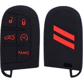 Key Fob Cover for Dodge Accessories 5 Button Key Fob Case Silicone Key Fob Cover Replacement Remote Control Key Fob Shell Fit for Dodge Challenger Charger Dart Durango Journey |Bright Red Design|