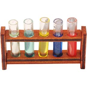 Furniture 1 Set Dollhouse Toy Doll House Furniture Miniature Test Tube Model Mini Test Tubes Science Tube Rack Mini Props Small House Accessories ate Household Glass Shelf Ob11