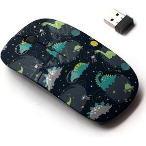 2.4G Wireless Mouse with Cute Pattern Design for All Laptops and Desktops with Nano Receiver - Cute Cartoon Print Dinosaur Space