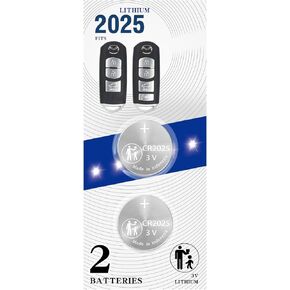 (2 Pack) CR2025 2025 Remote Key Fob Battery OEM 2009-2020 Key case Shell Replacement for Mazda 3 6 CX-3 CX-5 CX-9 MX-5 Miata Yaris IA Scion Smart KR55WK49383, WAZX1T768SKE11A03,A04