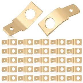 25 Pcs Non Insulated Solderless Disconnect Adapters,1/4" Male Tab, 10 Stud Brass Quick Disconnect Connectors, Brass Copper Ring Crimp Electrical Terminals Kit