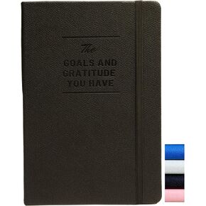 Daily 5 minutes Productivity Journal for Men & Women, Positivity, Gratitude, Mindfulness, Affirmation, Manifestation - Habit Tracker - Vegan Leather