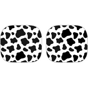 COEQINE 2 Piece Black and White Cow Print Sun Shade Folding Car Windshield Sun Shade,Blocks UV Rays Sun Visor Protector,Fit for Most Cars,Sedan,Trucks,Van