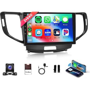 2G+64G Android Car Stereo for Honda Spirior 2009-2013/Honda Accord 2008-2012/Acura TSX 2008-2012,Wireless Carplay Android Auto Car Radio,9’’ Touch Screen with GPS WiFi Bluetooth FM RDS Backup Camera