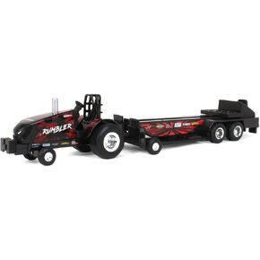 جرار سحب Case IH 1/64 Magnum Red Rumbler مع مزلجة سحب