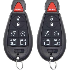 7 Buttons Key Fob Replacement for Dodge Chrysler FOBIK Replacement Keyless Entry Remote Key Fit for 2008-2020 Dodge Grand Caravan Chrysler Town and Country IYZ-C01C/M3N5WY783X, 2 Pack