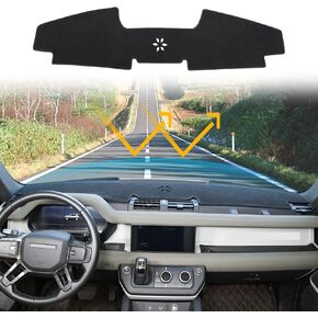 LLKUANG Car Dashmat Dash Mat Compatible with Land Rover Defender 90 110 2020-2023,Terylene Car Dashboard Cover Sun Shade Pad Anti-Slip Dash Board Accessories(Left Hand Drive)
