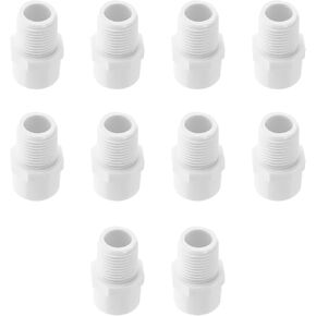 10 Pack PVC Male Adapter Pipe Fittings SAFYY PVC Hose Fitting (Socket x Male Pipe Thread) 2-Way PVC Hose Adapter Coupling 32mm(1'')