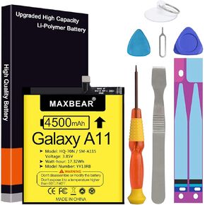 MAXBEAR Galaxy A11 Battery, (Upgraded) 4500mAh 3.85V Li-Polymer Replacement Battery HQ-70N for Samsung Galaxy A11 A115 SM-A115 with Repair Tool Kit