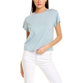 Vince Women's Neppy Stripe Short Sleeve Shrunken Crew