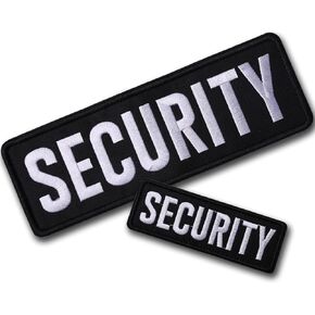Large Size Police Patches, Embroidered Hook and Loop Police Patches for Tactical Vest,Officer Guard Uniforms,Jackets, Backpacks, Hats, One Large and One Small（Black）