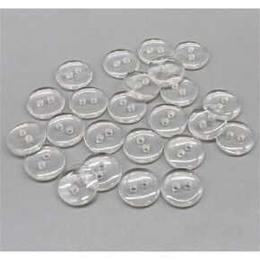 100 Pcs Transparent Buttons Resin Shirt Buttons Round 2 Holes Sewing Buttons (Transparent, 10mm)