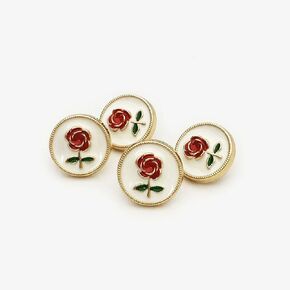 14 Pcs Vintage Red Rose Metal Buttons Sewn Button Shirt Cardigan Women's Garment 12mm/0.5inch, White/Gold