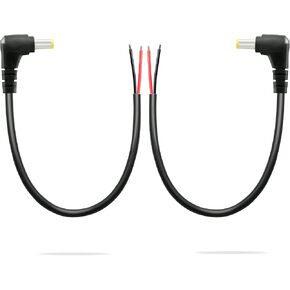 GINTOOYUN 2 Pack 90 Degree DC Power Pigtails Cable, DC 5.5MM x 2.5MM Male Plug Jack to Bare Wire Open End Power Supply Replacement Repair Cord, for Monitors, LED Strip Light, Camera, 1FT, 30cm