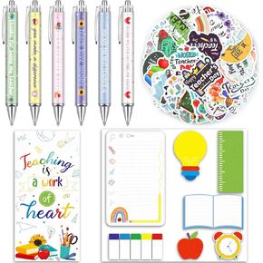57 Pcs School Supplies Include 550 Sheets Cute Sticky Notes Divider Self Stick Notes Pads Set 6 Cartoon Ballpoint Pens Cute Retractable Pens 50 Stickers for School Office (Frog)