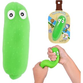 Squishy Pickle, Extra Large 5.5" Stretchy Stress Relief Toy, Gag Gift Funny Adult, Stress Ball, Pickle Ball, Food Fidget Sensory Toy for Kids, 3+