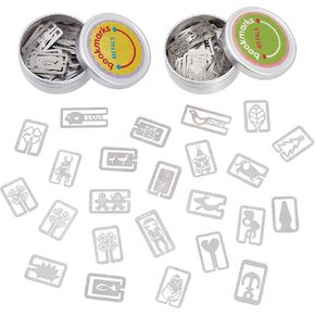 CRASPIRE 2 Boxes Book Darts Thin Stainless Steel Mini Bookmarks 100 Pieces Metal Bookmarks Mixed Shapes for Reading, Page Mark, Students