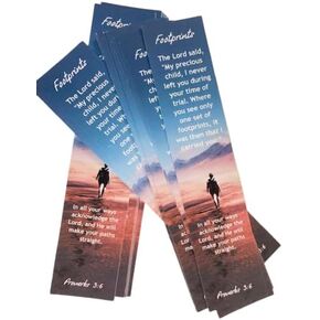 (25 Count) Footprints in The Sand Religious Bookmarks Christian Gifts Inspirational Church Supplies Ministry Proverbs 3:6
