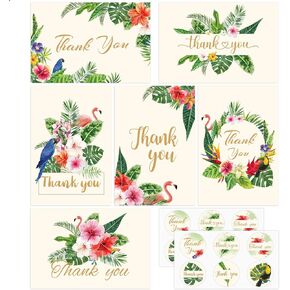 Whaline 36 Pack Tropical Thank You Cards Summer Note Cards with Stickers Envelopes Flamingo Palm Leaves Cards for Holiday Wedding Baby Shower Birthday Bridal Party and All Occasions, 4 x 6 Inch